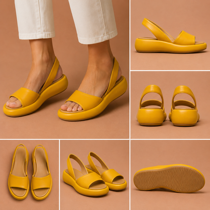 CALETA™ | Sandalia plana de piel con tira trasera