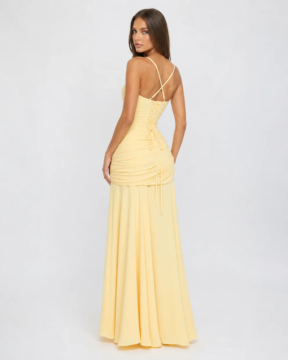 CITRINA™ | Vestido Largo con Escote Cuadrado Fruncido