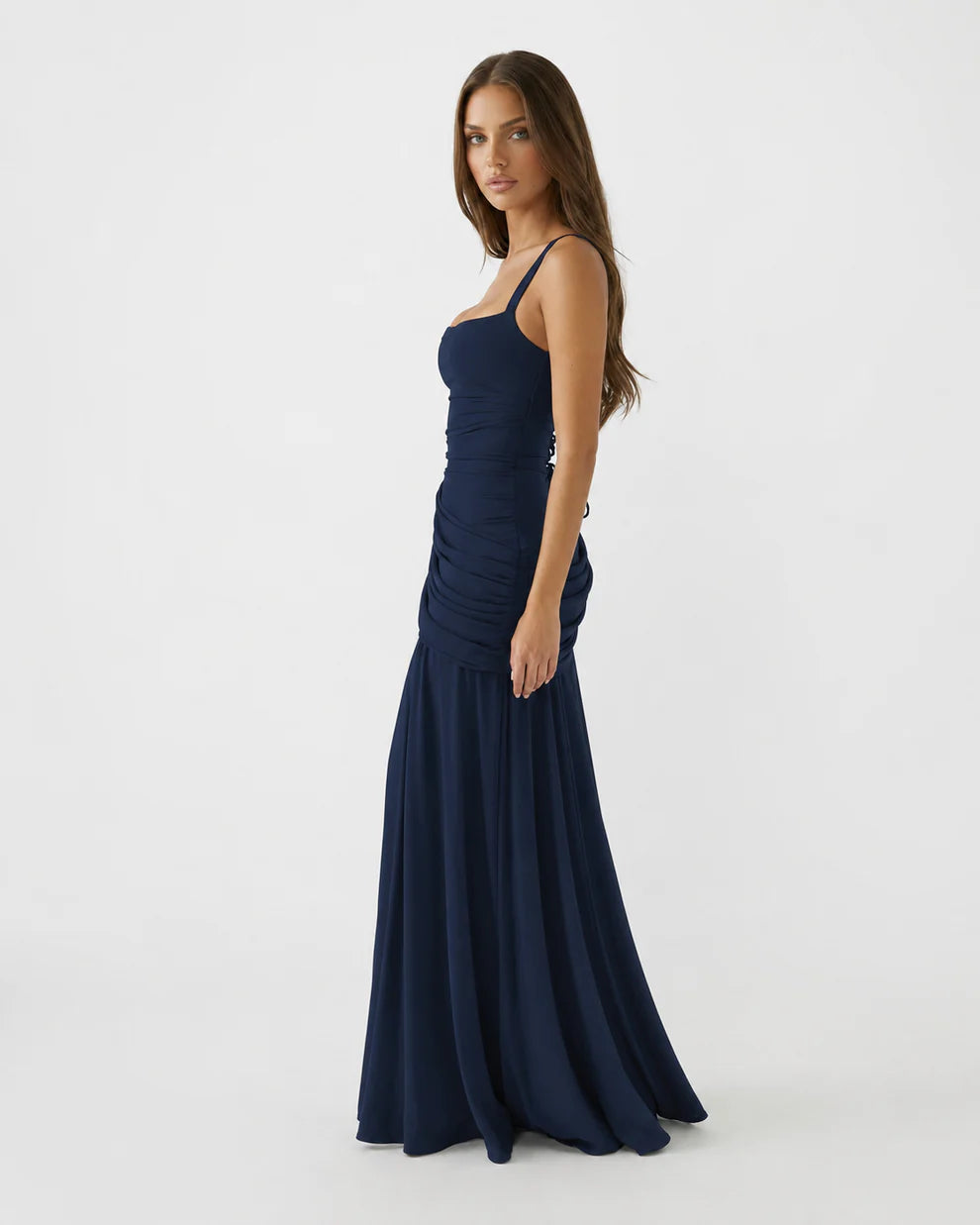 CITRINA™ | Vestido Largo con Escote Cuadrado Fruncido