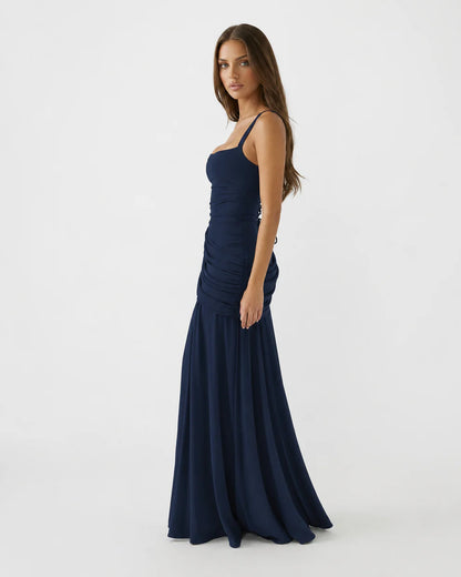 CITRINA™ | Vestido Largo con Escote Cuadrado Fruncido