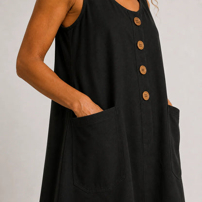 PROVENZA™ | Vestido de Lino con Botones y Bolsillos