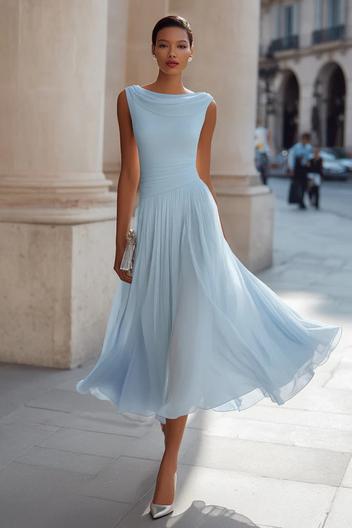 MARTA™ | Vestido Midi Drapeado de Ceremonia