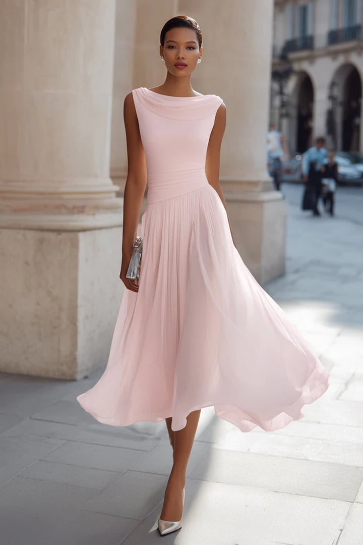 MARTA™ | Vestido Midi Drapeado de Ceremonia