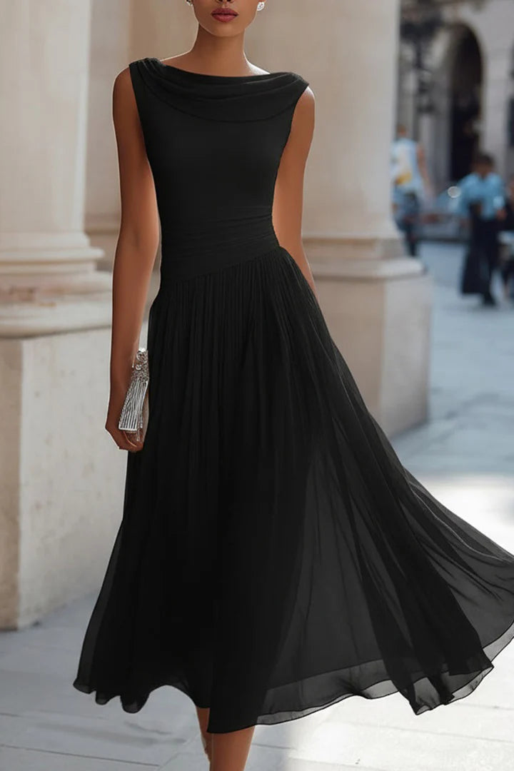MARTA™ | Vestido Midi Drapeado de Ceremonia