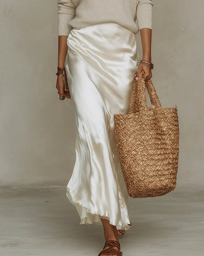 Robe midi satinée Brisa avec pull assorti
