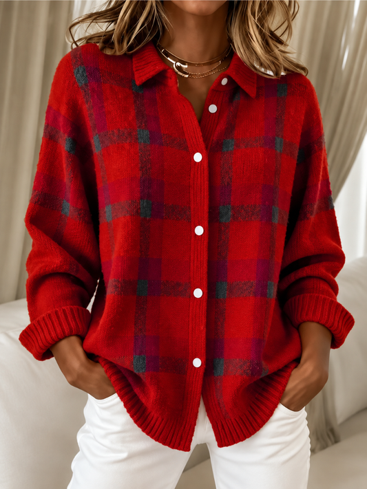 Ivalene™ | Cardigan boutonné à carreaux