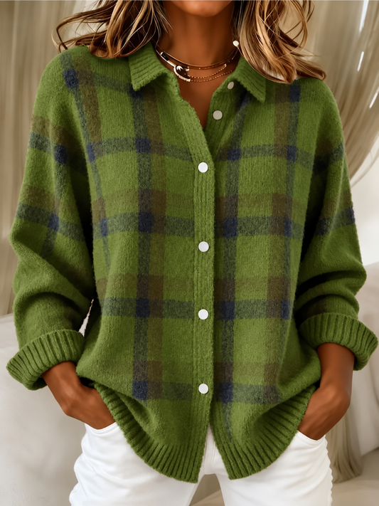 Dawnley™ | Cardigan boutonné à carreaux