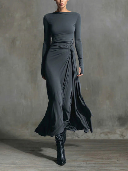 Naomie | Robe longue avec nœud en soie