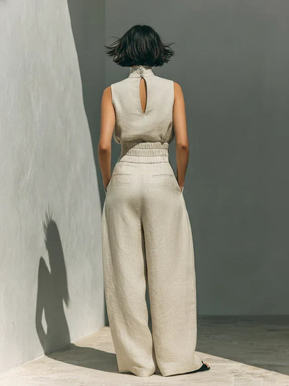 FLOR™ | Conjunto Minimalista de Camiseta Sin Mangas y Pantalones de Pierna Ancha