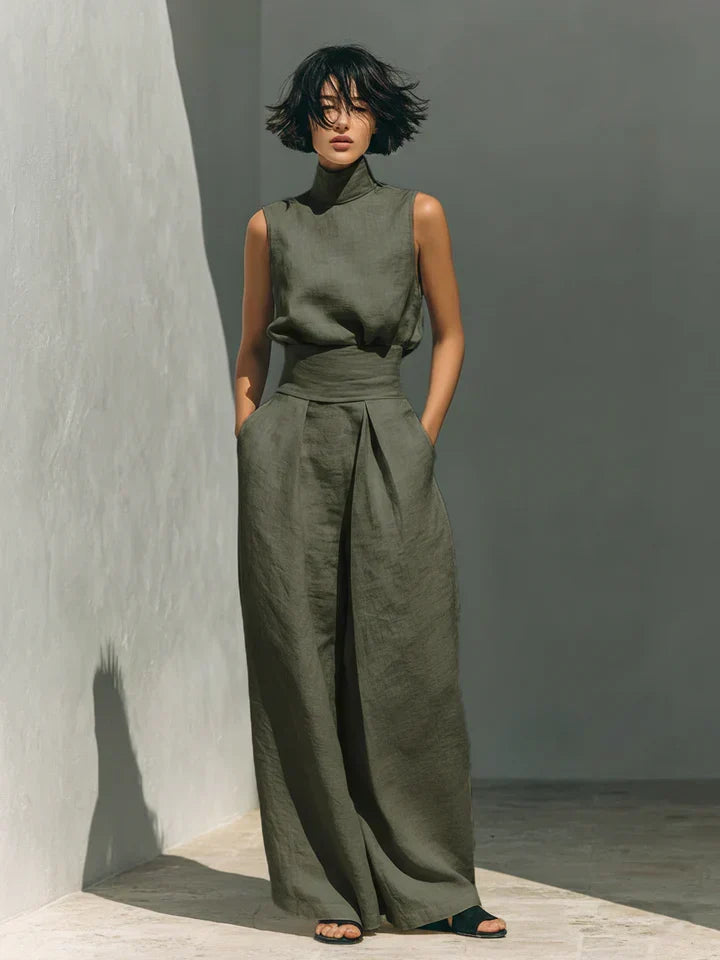 FLOR™ | Conjunto Minimalista de Camiseta Sin Mangas y Pantalones de Pierna Ancha