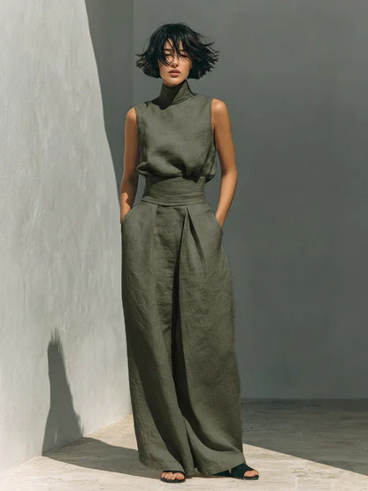 FLOR™ | Conjunto Minimalista de Camiseta Sin Mangas y Pantalones de Pierna Ancha