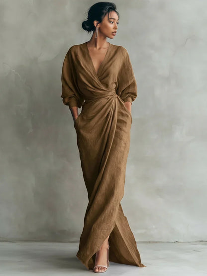 Robe longue Lorena à col en V