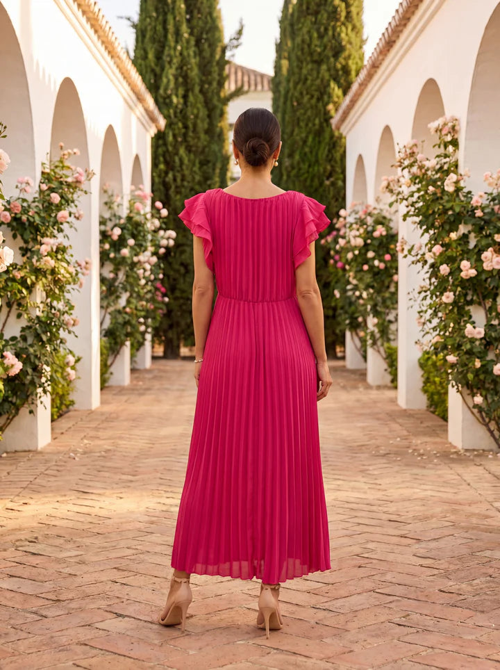 SERAPHINA™ | Vestido Largo Plisado con Cintura Anudada
