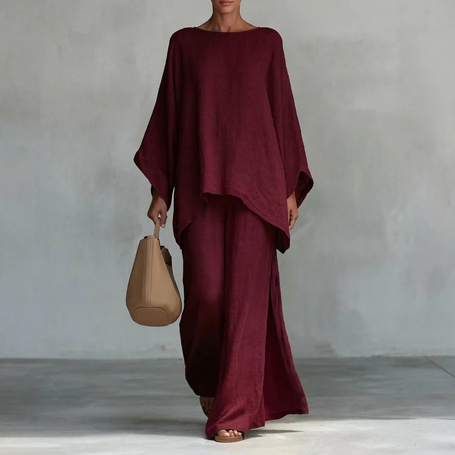 CRISTINA™ | Conjunto de Dos Prendas con Mangas Largas y Pantalones Anchos