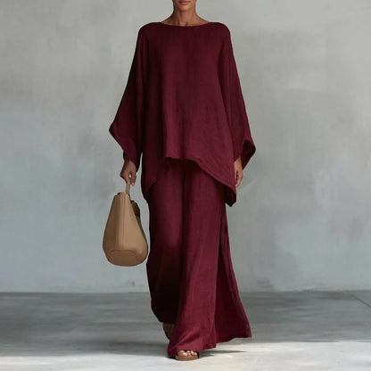 CRISTINA™ | Conjunto de Dos Prendas con Mangas Largas y Pantalones Anchos