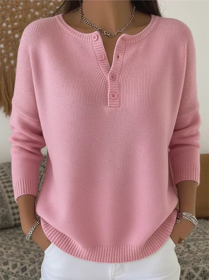 Helena™ | Suéter de punto con botones estilo Henley
