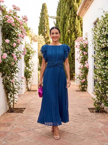 SERAPHINA™ | Vestido Largo Plisado con Cintura Anudada