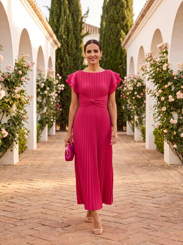 SERAPHINA™ | Vestido Largo Plisado con Cintura Anudada