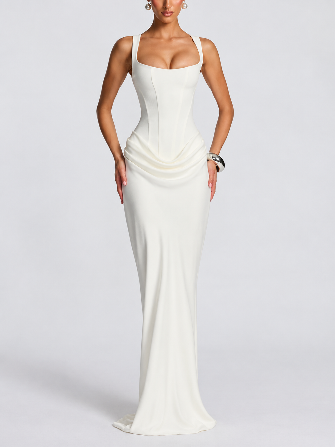 Éléonore | Robe maxi à col carré