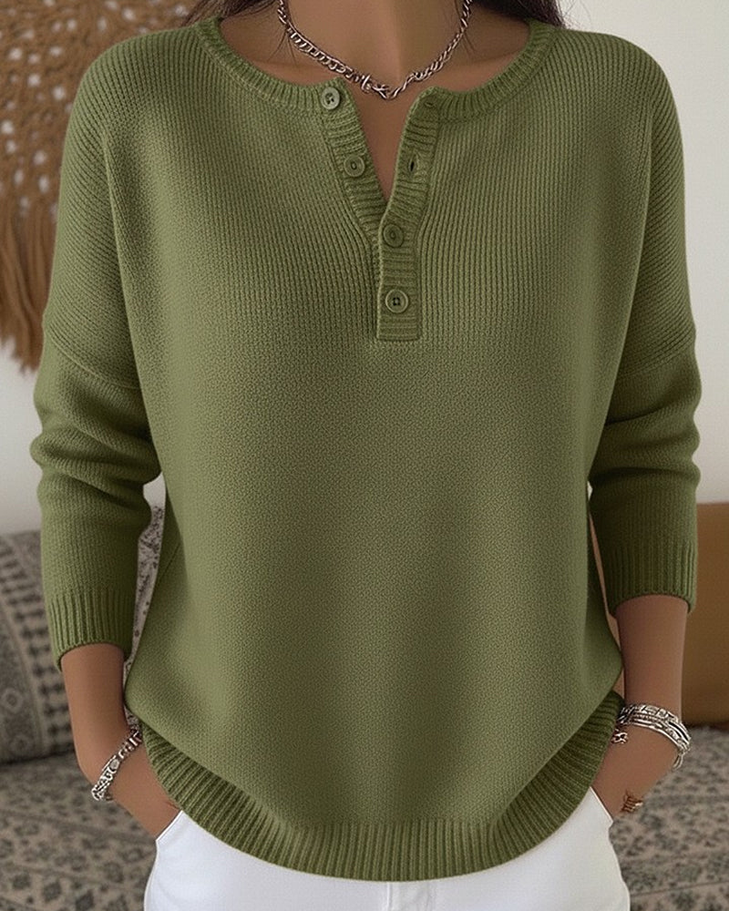 Helena™ | Suéter de punto con botones estilo Henley