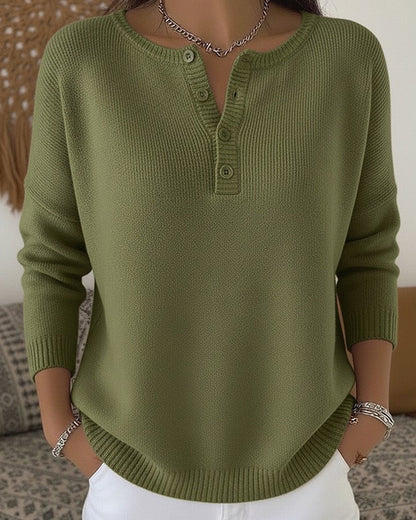 Helena™ | Suéter de punto con botones estilo Henley