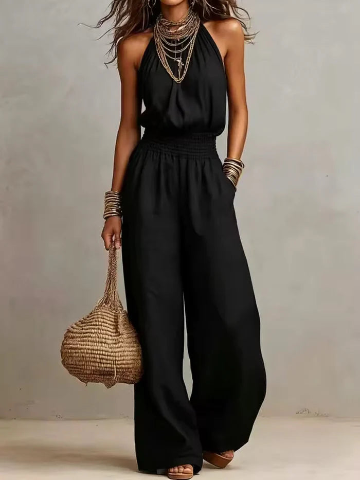 ALEJANDRITA™ | Mono Halter con Cintura Elástica y Pierna Ancha
