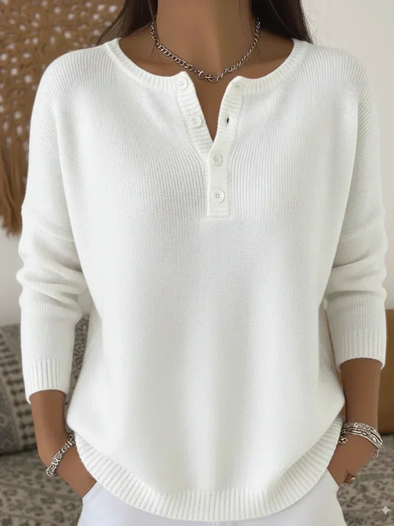 Helena™ | Suéter de punto con botones estilo Henley