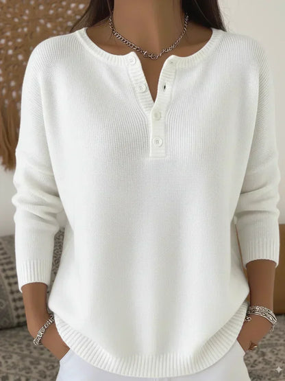 Helena™ | Suéter de punto con botones estilo Henley