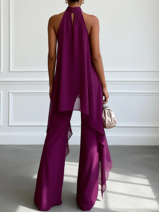 CHAROÍTA™ | Conjunto Top Halter Asimétrico y Pantalón Palazzo