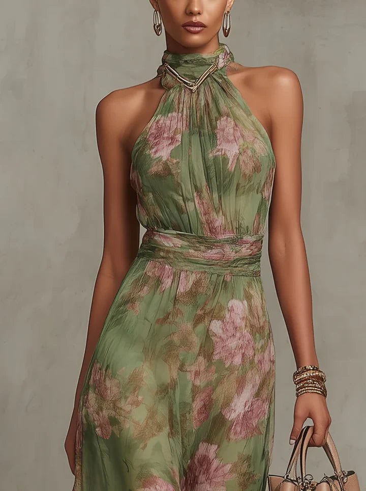 LIVIA™ | Vestido Largo Halter Floral
