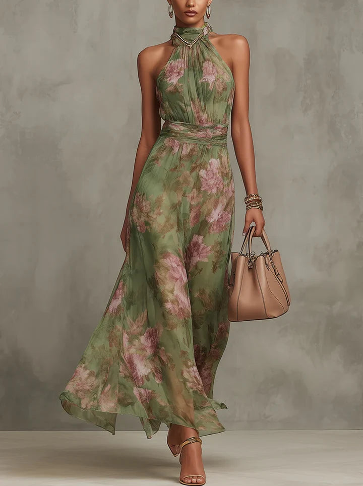 LIVIA™ | Vestido Largo Halter Floral
