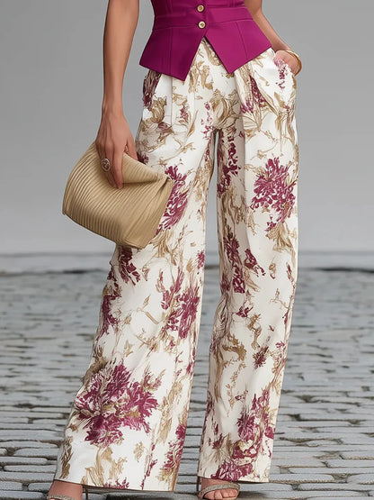 ESPINELA™ | Conjunto Chaleco Cruzado y Pantalón Ancho Estampado