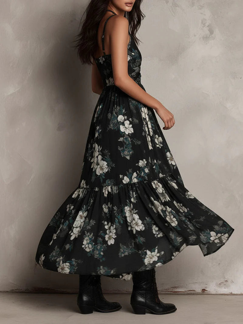 JASPE™ | Vestido Asimétrico Floral con Falda de Vuelo Irregular