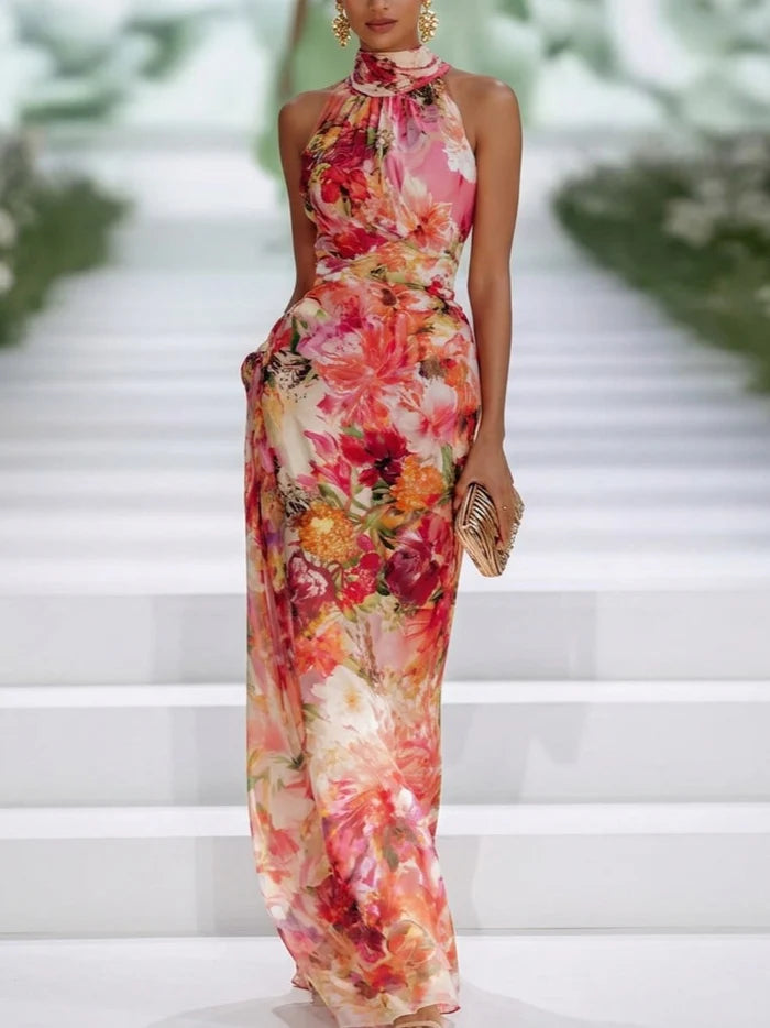 ROSALINA™ | Vestido Largo Halter con Estampado Floral