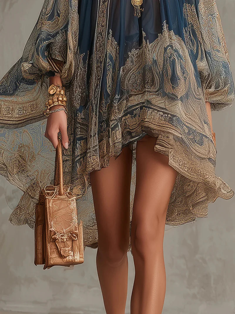 ZAFIRINA™ | Vestido Mini Oversized de Mangas Globo