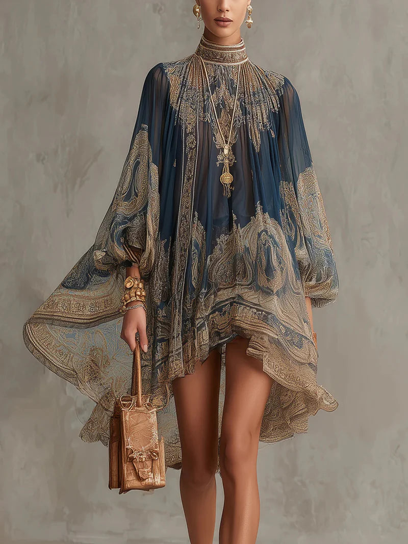 ZAFIRINA™ | Vestido Mini Oversized de Mangas Globo