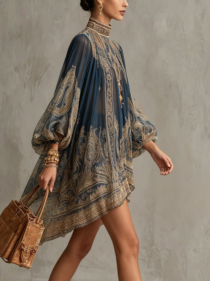 ZAFIRINA™ | Vestido Mini Oversized de Mangas Globo