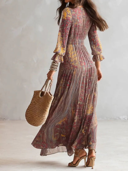 SEVILLA™ | Vestido Maxi Estampado Paisley con Escote Profundo