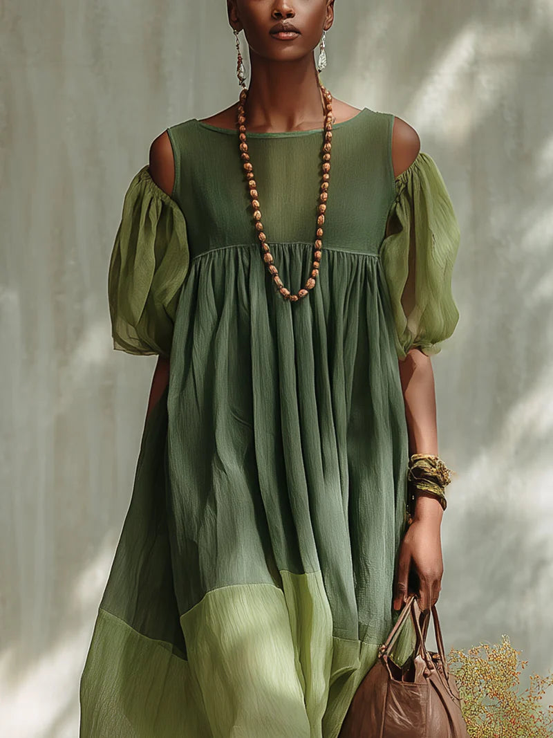CRISOPRASA™ | Vestido Midi Oversize con Hombros Descubiertos