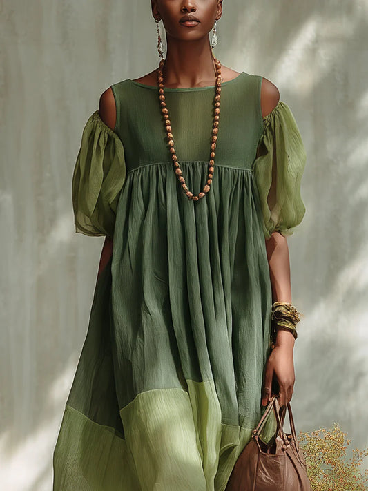 CRISOPRASA™ | Vestido Midi Oversize con Hombros Descubiertos