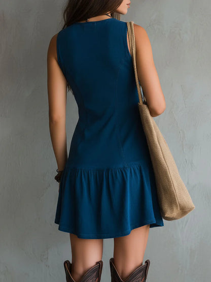 AZURITA™ | Vestido Mini con Escote en V y Botonadura