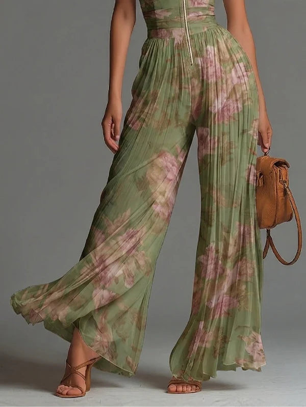 PERIDOTO™ | Mono Halter Plisado con Estampado Floral
