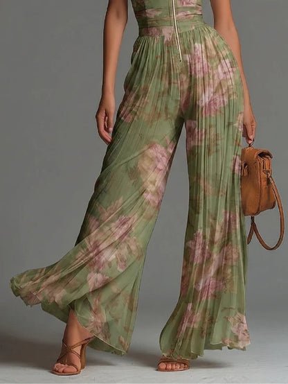 PERIDOTO™ | Mono Halter Plisado con Estampado Floral