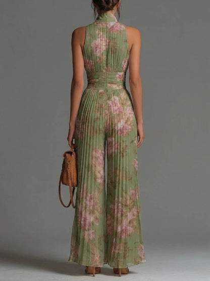 PERIDOTO™ | Mono Halter Plisado con Estampado Floral