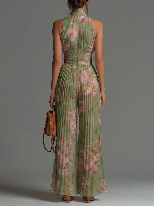PERIDOTO™ | Mono Halter Plisado con Estampado Floral