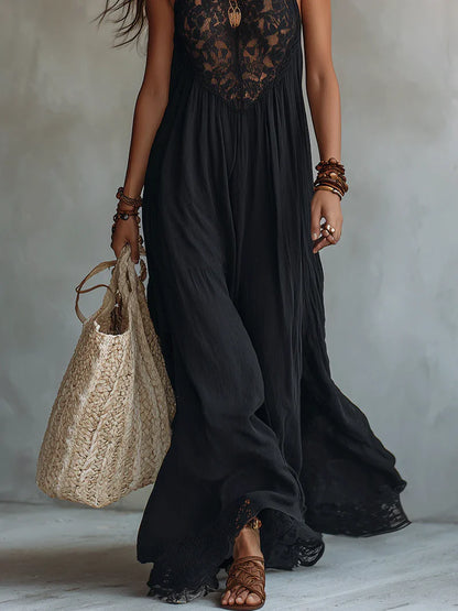 ÓPALO™ | Vestido Halter de Encaje con Silueta Fluida