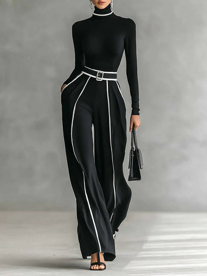 Emma | Ensemble élégant avec col montant et pantalon large