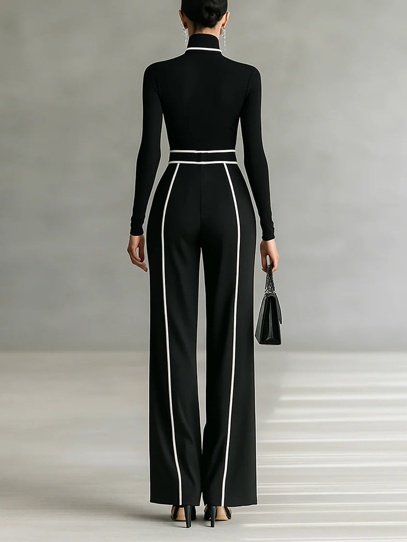 Emma | Ensemble élégant avec col montant et pantalon large