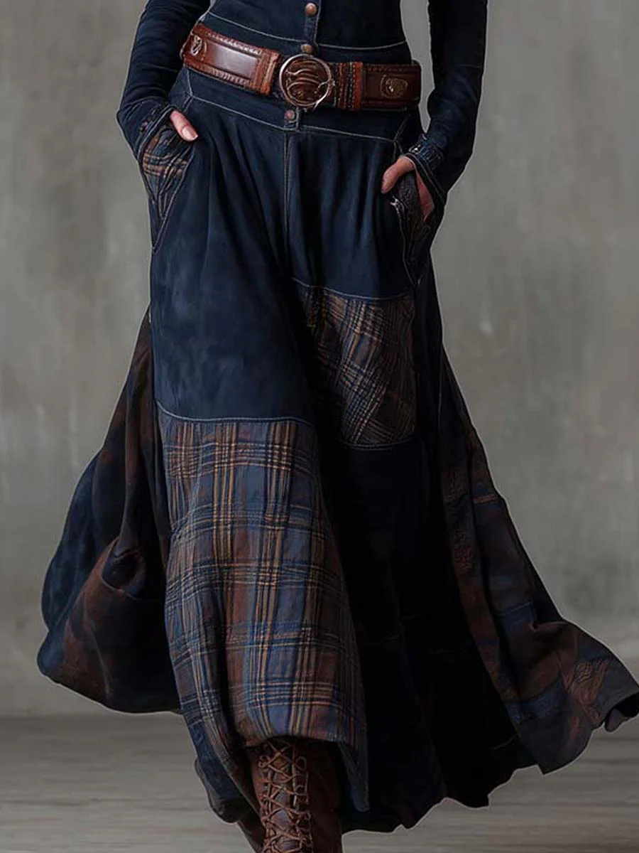 Élise | Robe longue en daim avec ceinture