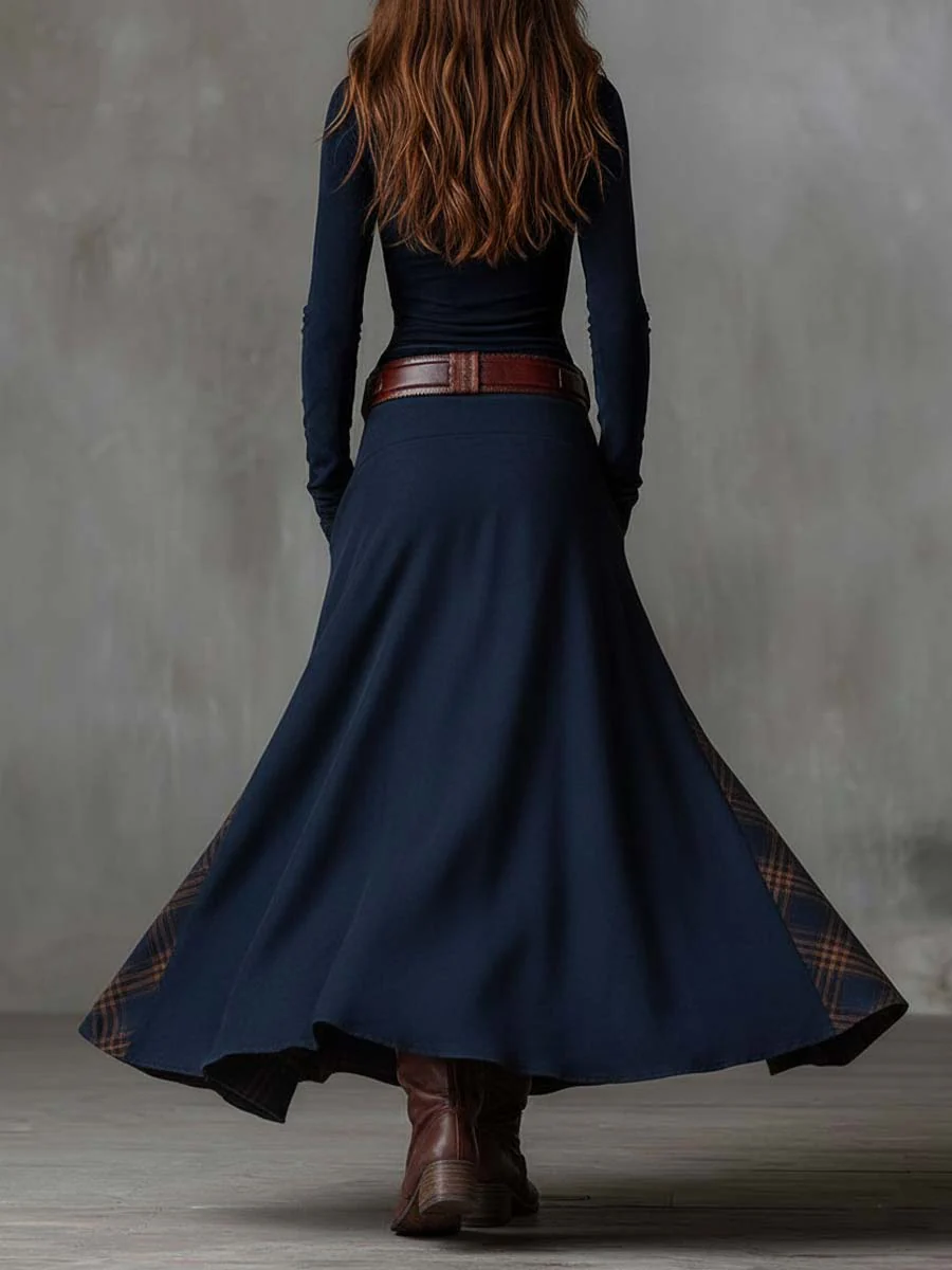 Élise | Robe longue en daim avec ceinture
